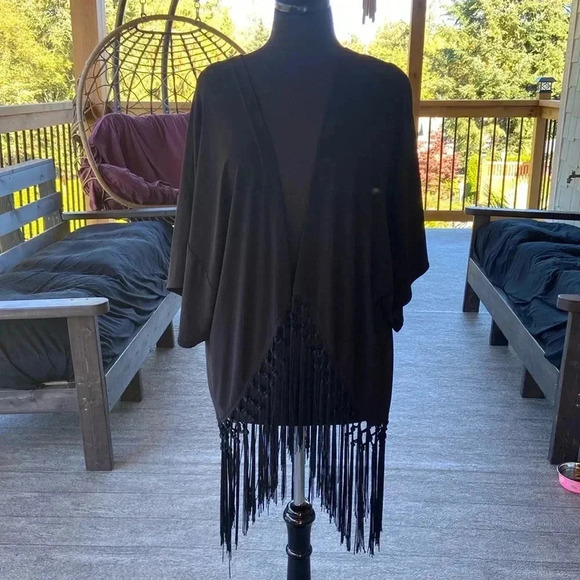 Black Tassel Open Cardigan - Picture 1 of 5